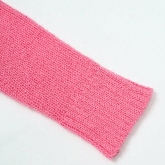 Pink Casual Women's Front Button Knit Top With Asymmetric Hem & Round Sweater - Picture 5 of 6